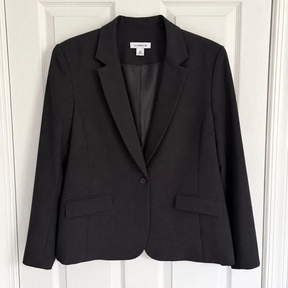 Liz Claiborne Women’s Size 16 Gray Single Button Blazer Notch Lapel